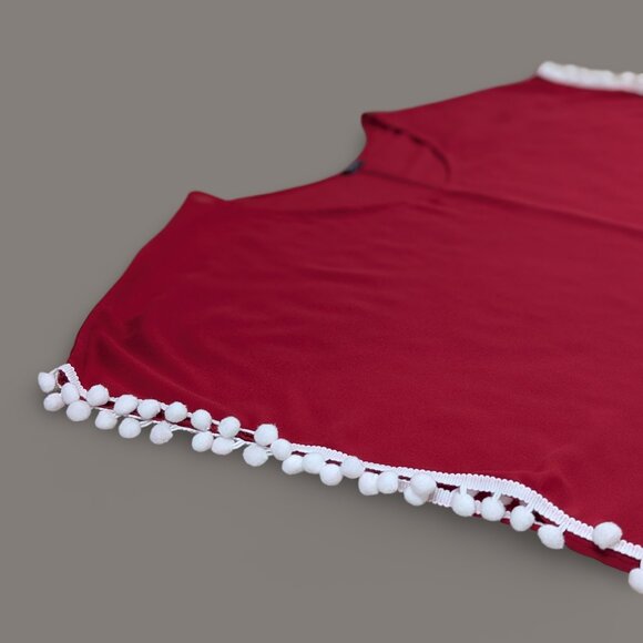In'Voland Red Sheer Coverup with Pompoms - one size - Picture 3 of 7